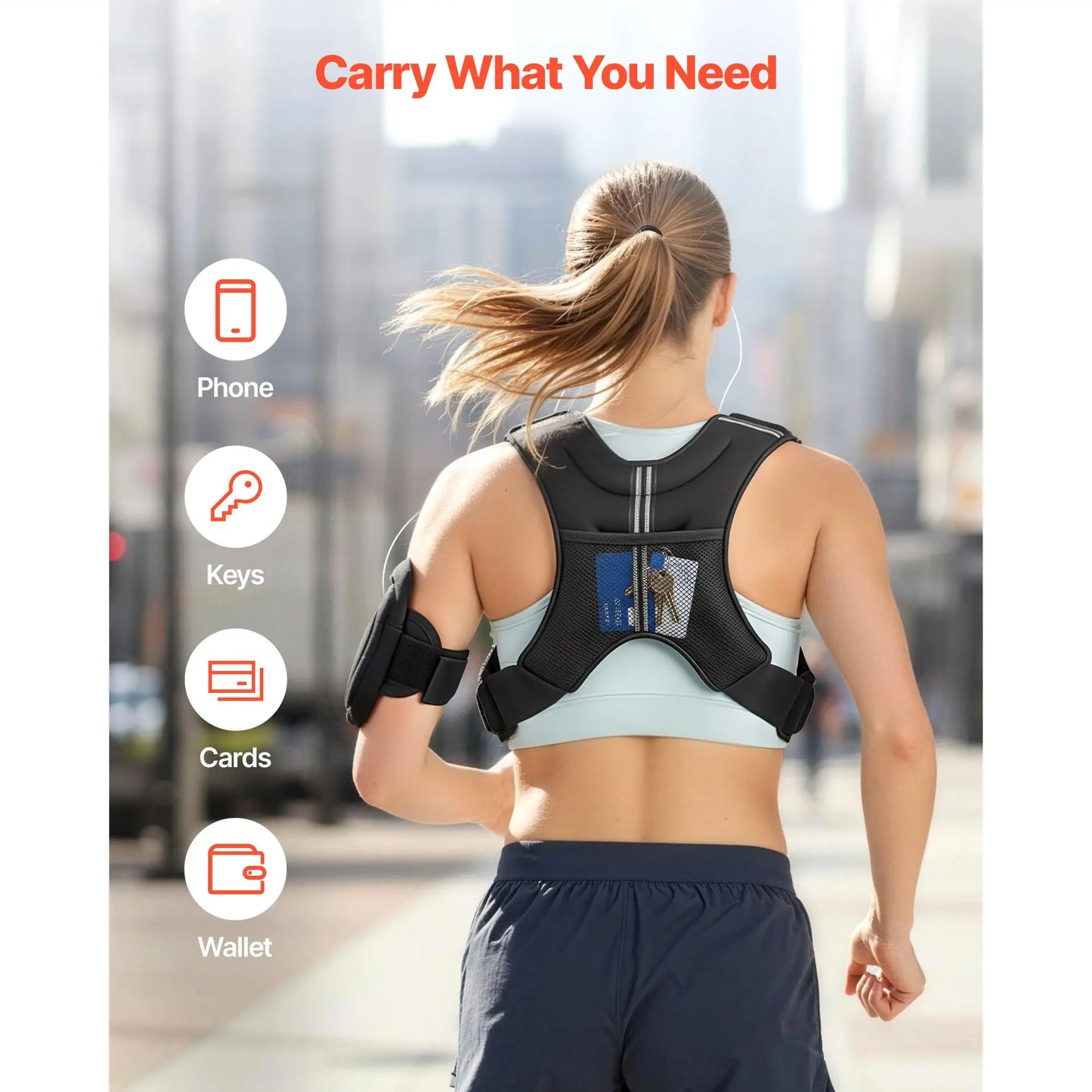 8 Lb Weighted Vest For Men And Women Reflective Stripe