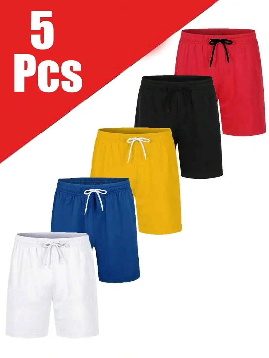Men's Quick Dry Sports Shorts Set With Pockets Knit Fabric 5 Pack