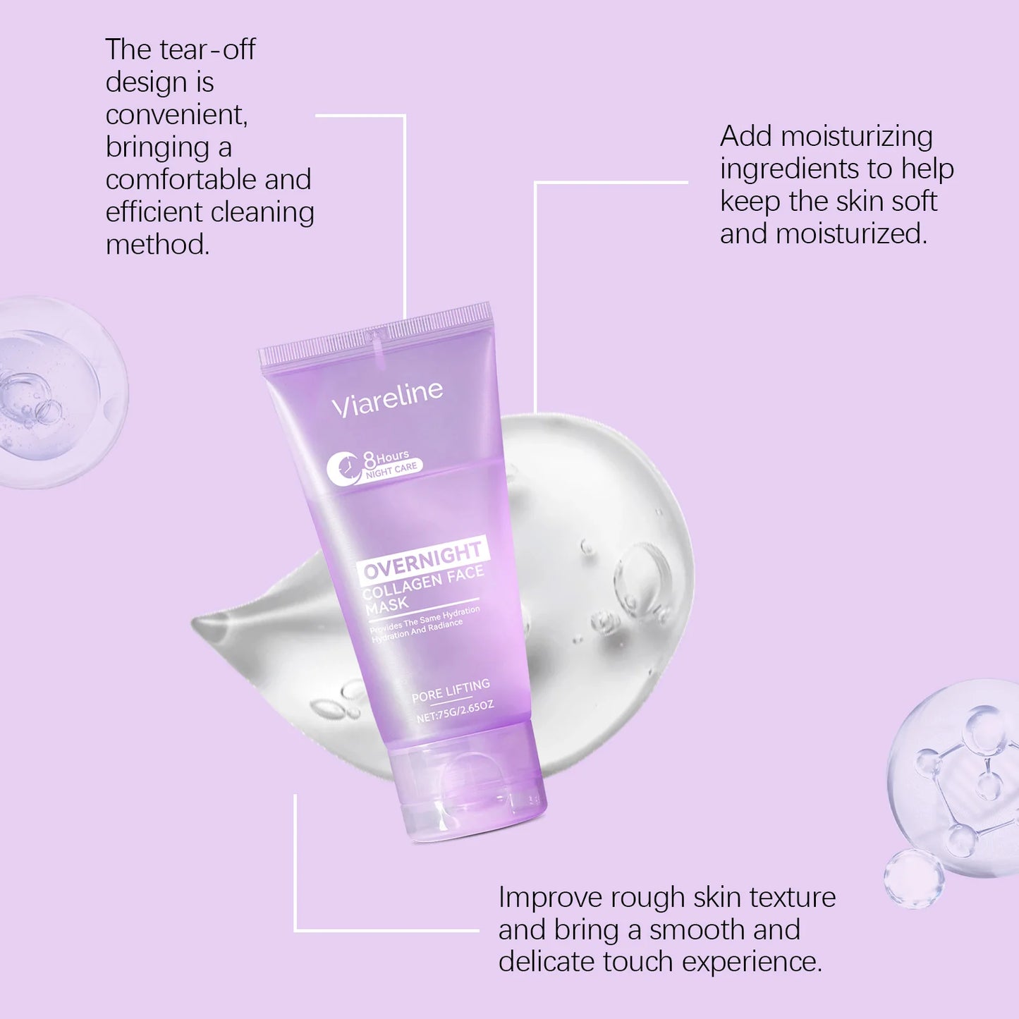 Viareline Overnight Collagen Face Peeling Mask For Hydration