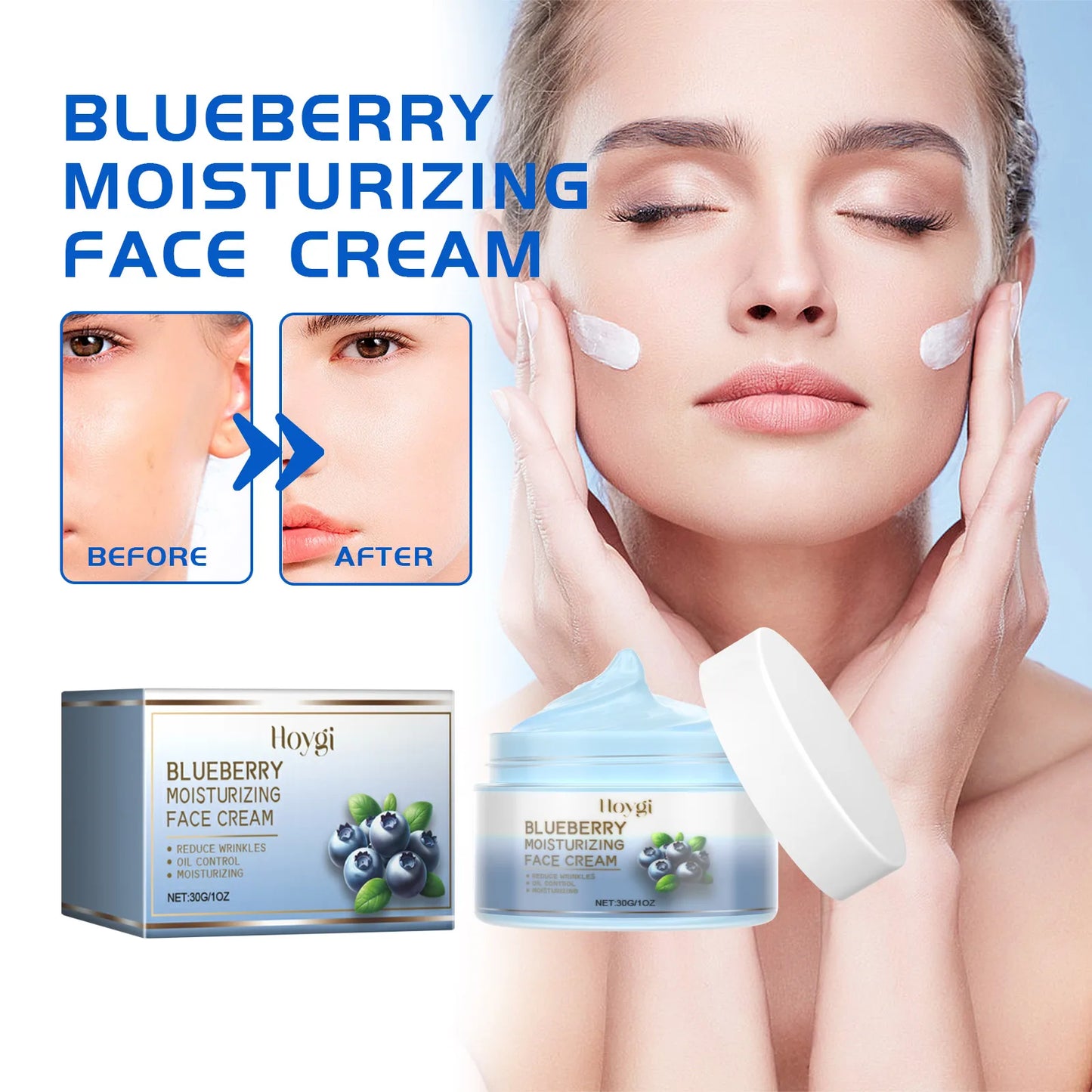 Hoygi Blueberry Face Cream Deep Hydration Smooths Fine Lines