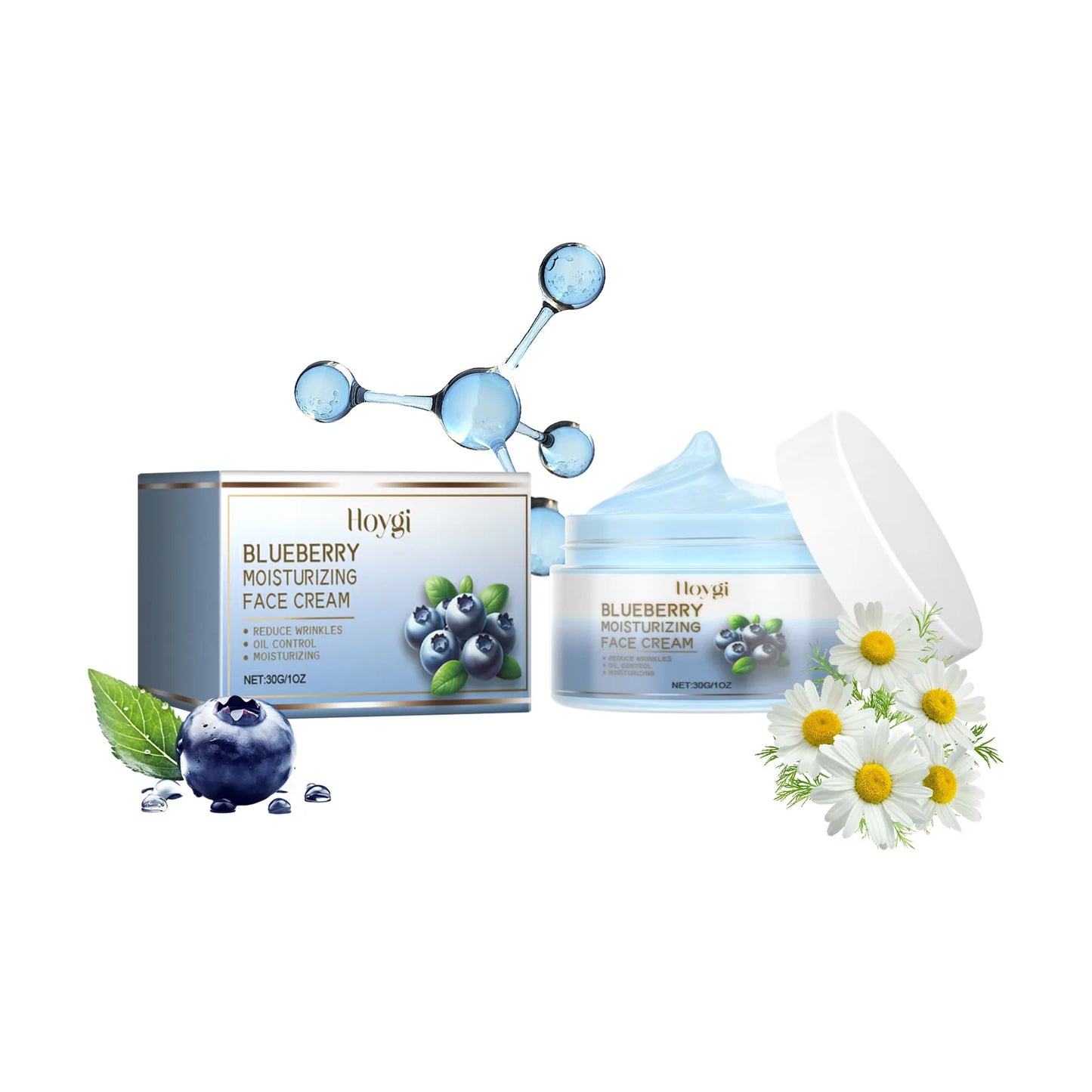 Hoygi Blueberry Face Cream Deep Hydration Smooths Fine Lines