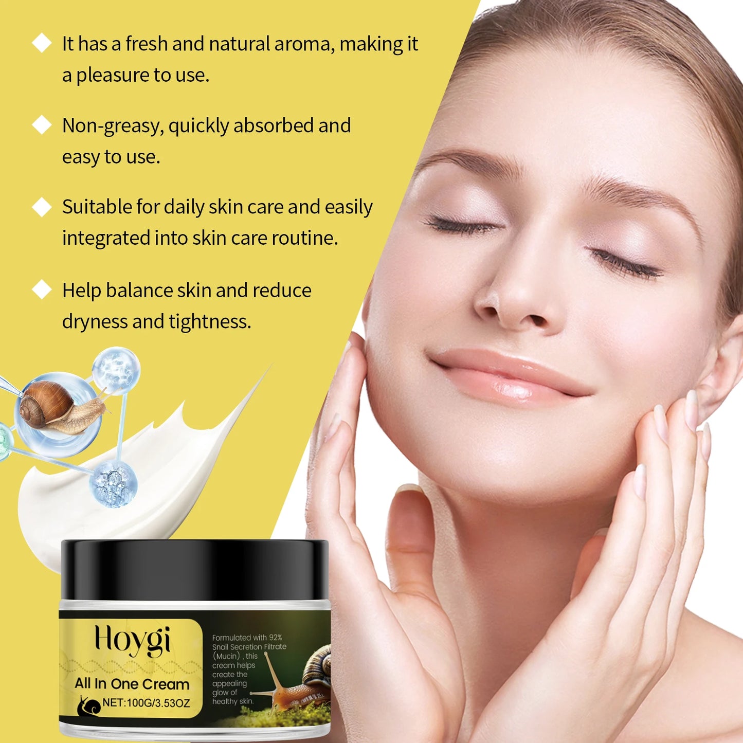 Hoygi Snail Essence Face Cream For Moisturizing And Repairing