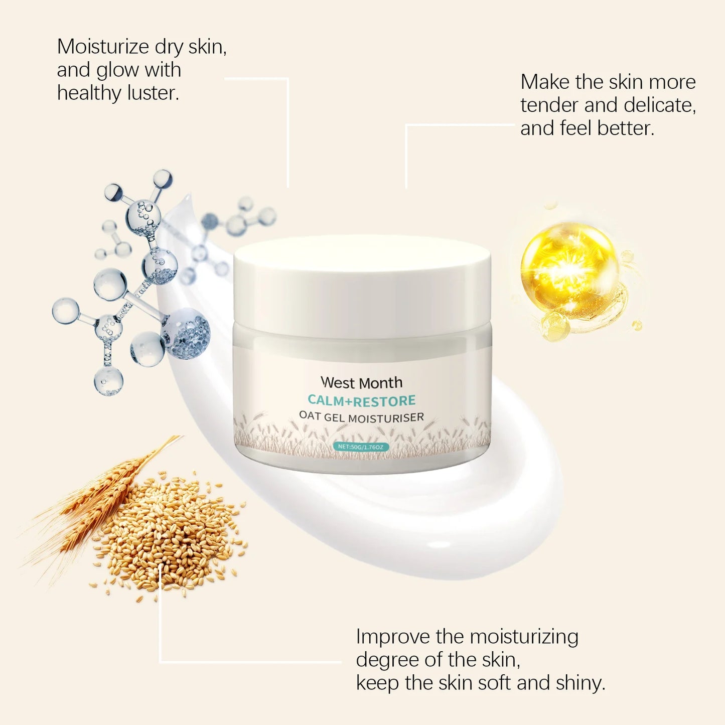 West Month Oat Moisturizing Face Cream For Hydration And Elasticity