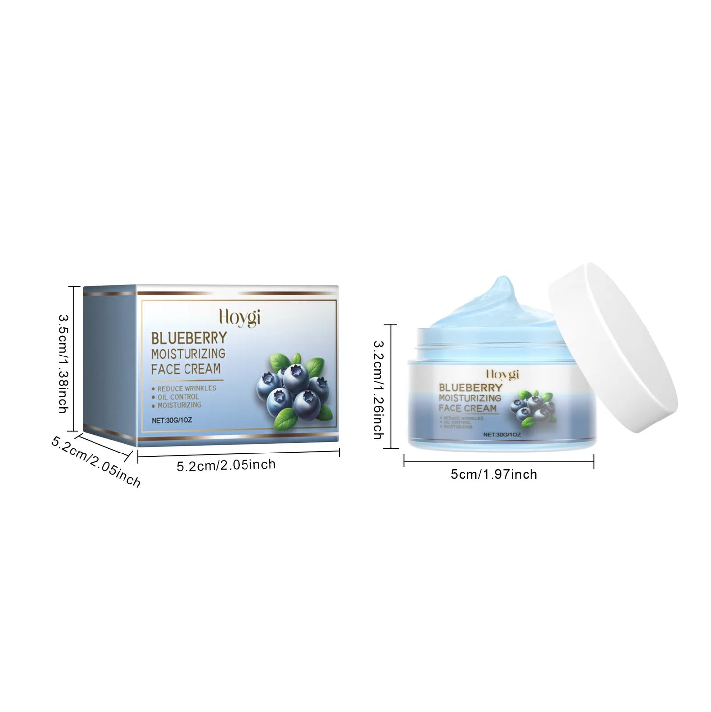 Hoygi Blueberry Face Cream Deep Hydration Smooths Fine Lines