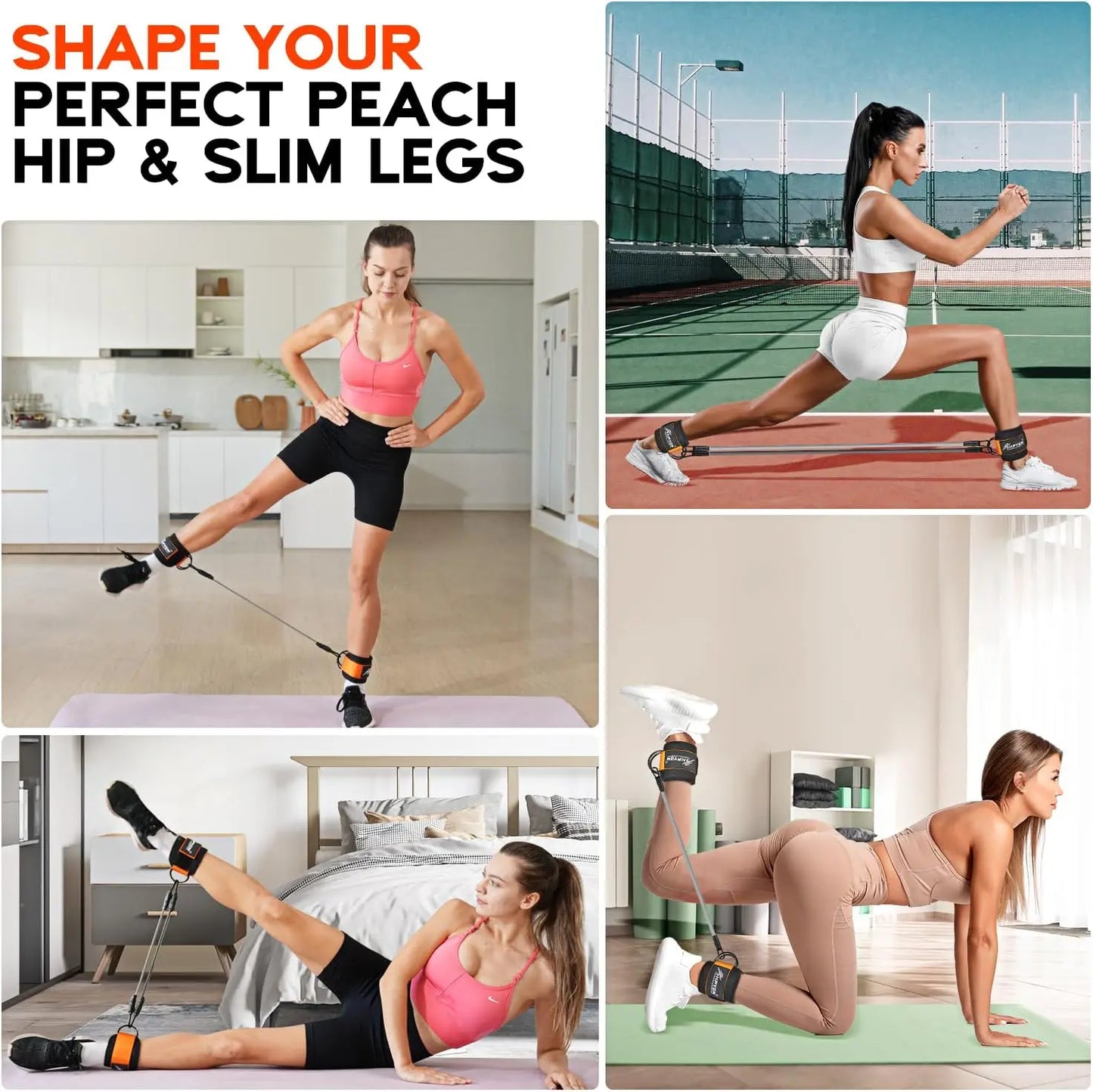 Ankle Resistance Bands Set With Adjustable Straps For Strength Training