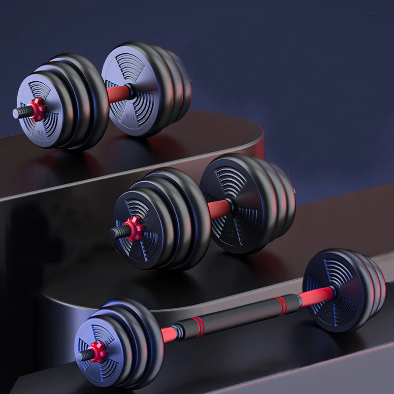 Adjustable Dumbbell To Barbell Set With Anti Slip Grip And Weight Plates