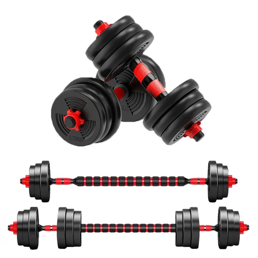 Adjustable Dumbbell To Barbell Set With Anti Slip Grip And Weight Plates