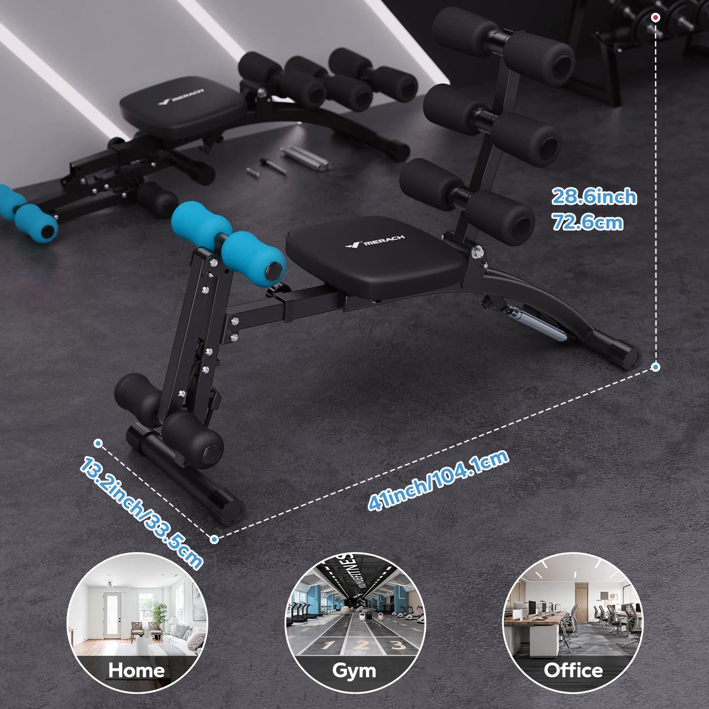 MERACH Ab Machine Multi-Functional Adjustable Ab Trainer For Home Gym Chair