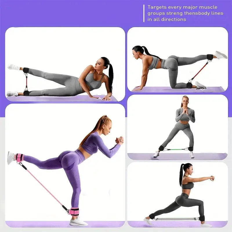Ankle Resistance Bands Set With Adjustable Straps For Strength Training