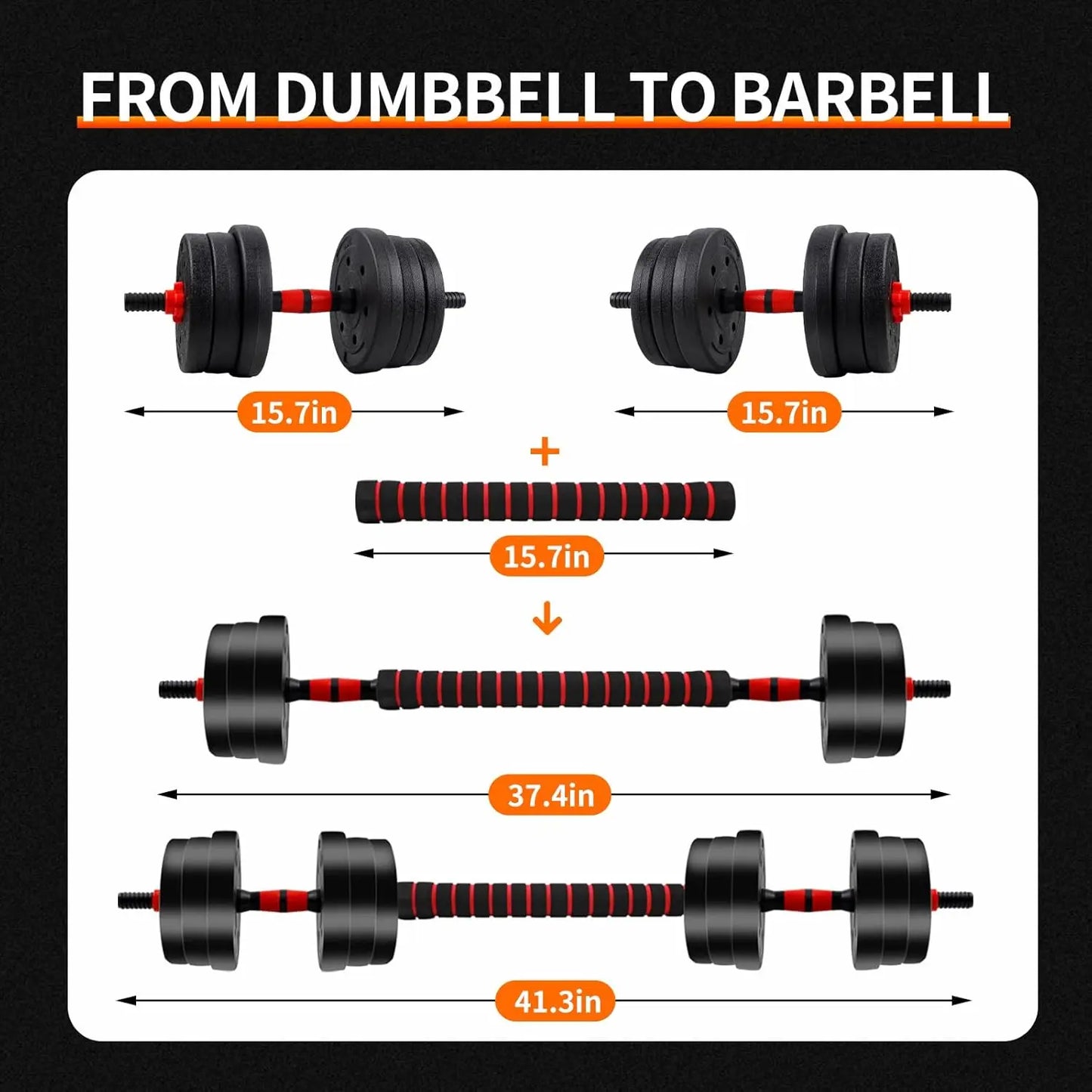 Adjustable Dumbbell To Barbell Set With Anti Slip Grip And Weight Plates