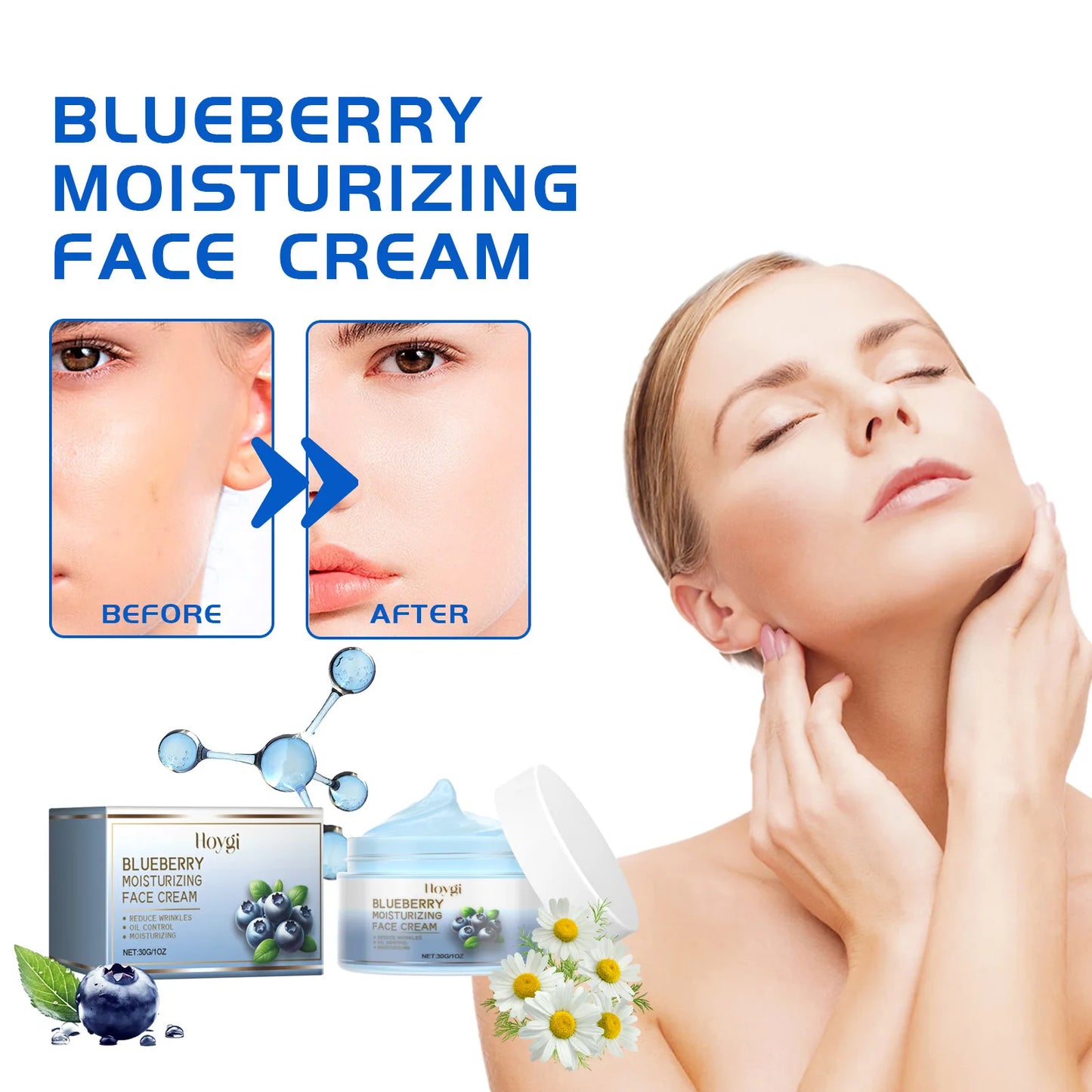Hoygi Blueberry Face Cream Deep Hydration Smooths Fine Lines