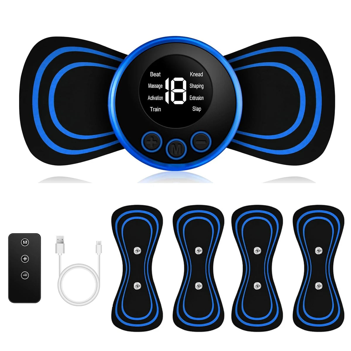 Portable EMS Muscle Stimulator With 5 Pads Wireless TENS Unit