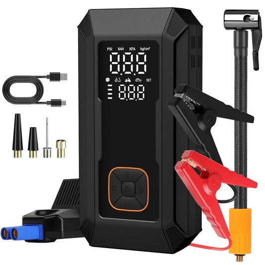 5-IN-1 Car Jump Starter with Air Compressor Peak 1500A Auto Battery Booster 150PSI Air Pump Portable Power Bank Tire Inflator