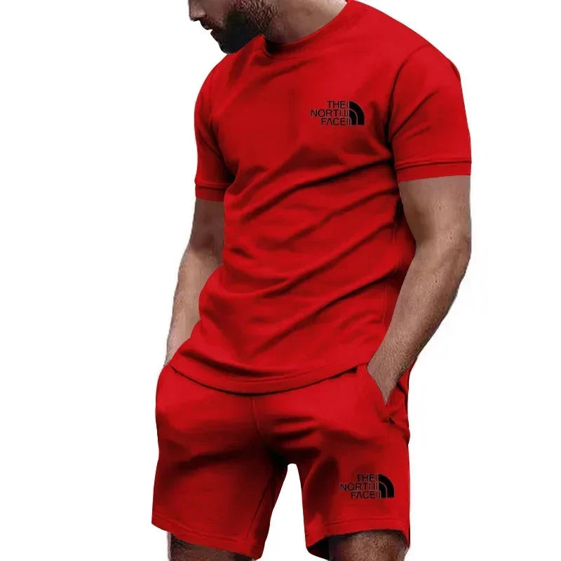 Men's Breathable Athletic Tee And Sweatpants Set For Workout