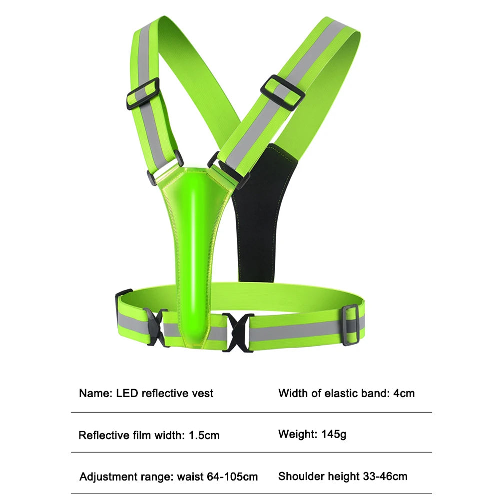 LED USB Rechargeable Reflective Running Vest For Night Safety