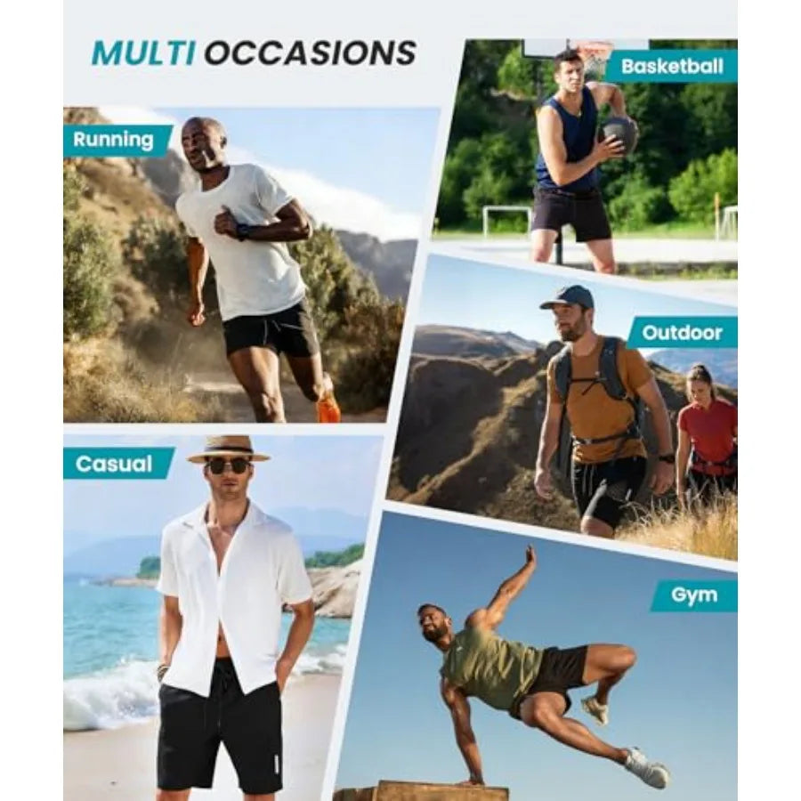 Mens Athletic Gym Shorts With Quick Dry Zipper Pockets