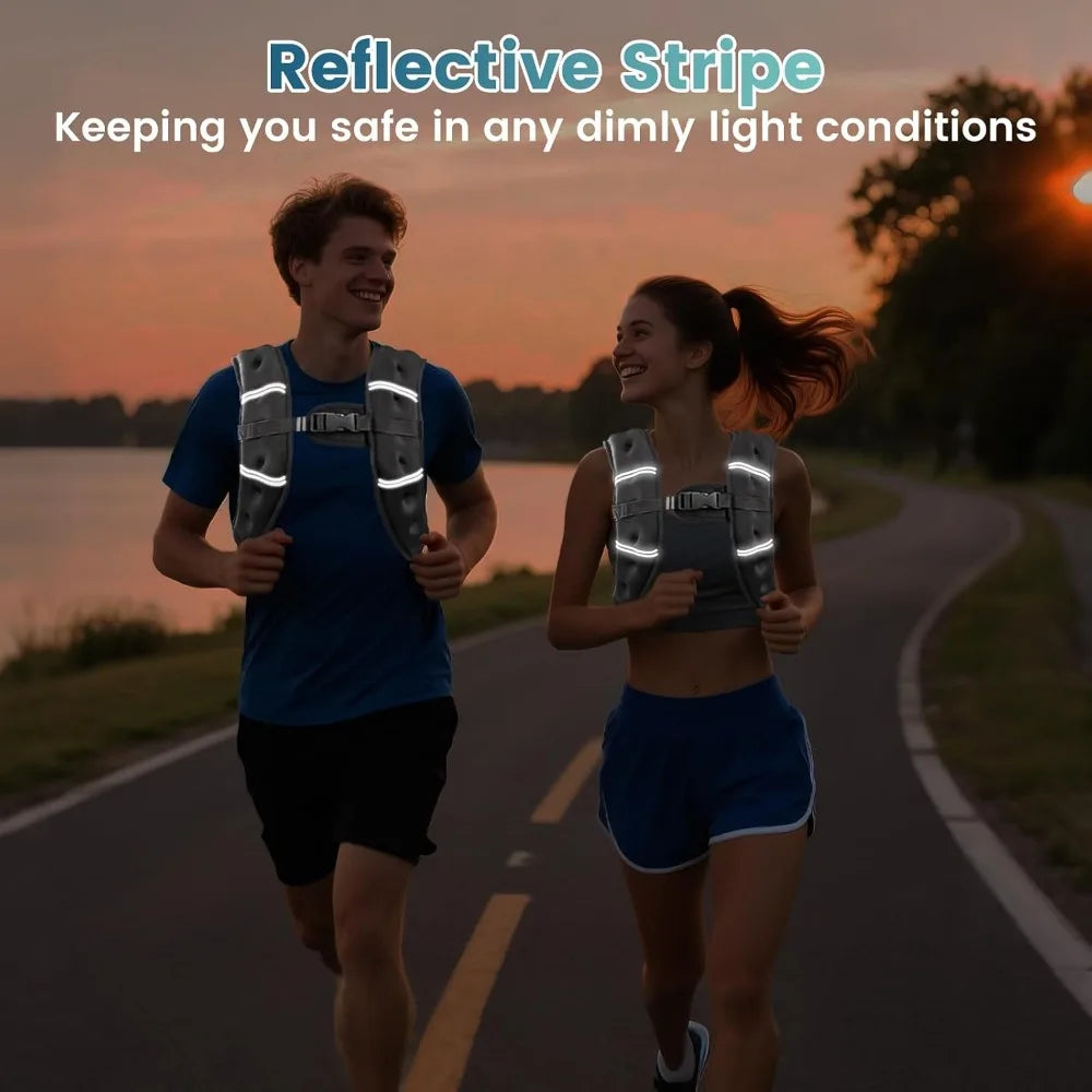 Unisex Adjustable Weighted Vest With Reflective Stripe For Training And Running