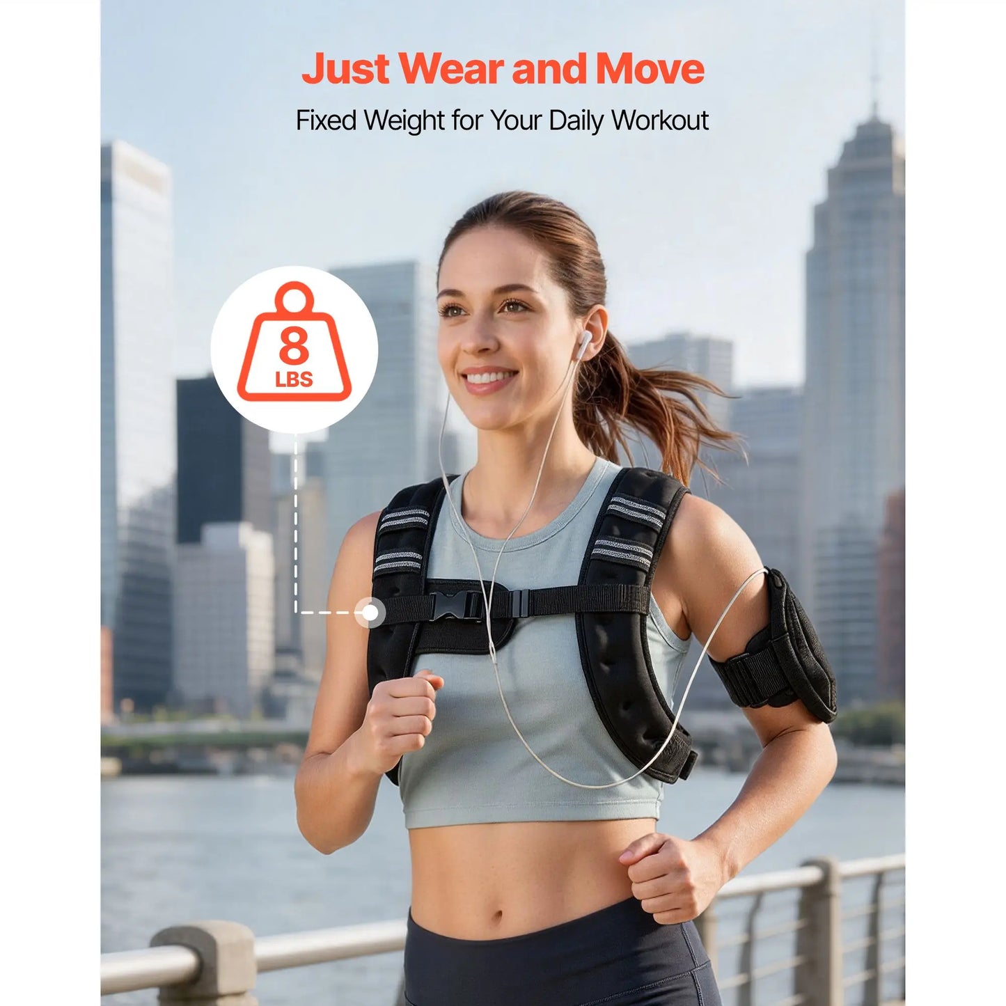 8 Lb Weighted Vest For Men And Women Reflective Stripe
