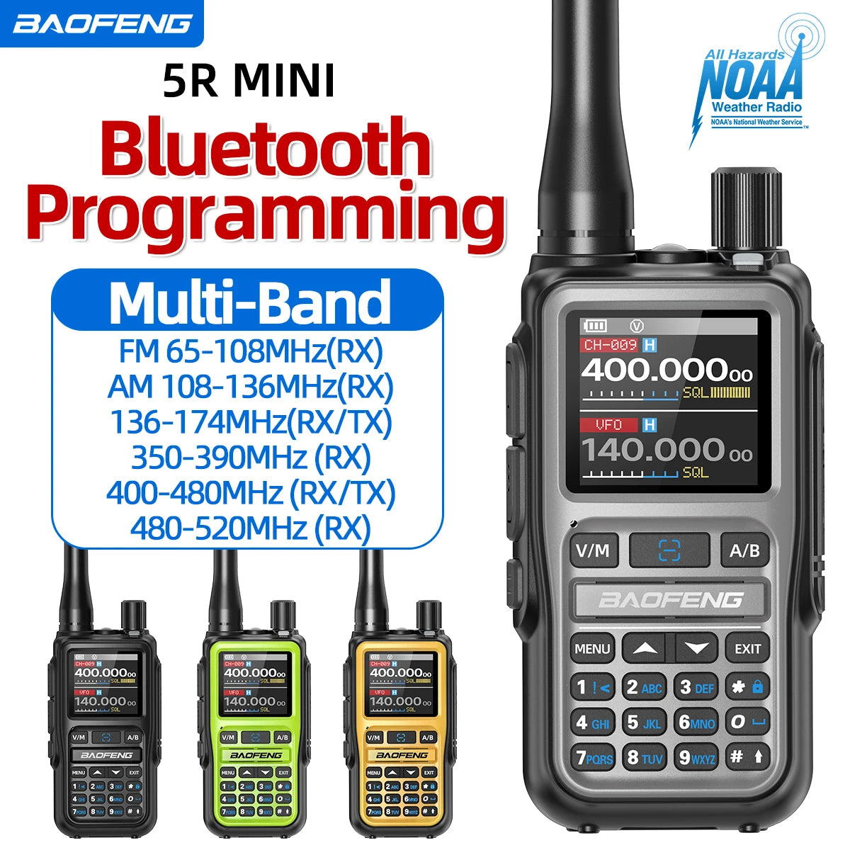 BAOFENG UV-5R MINI Walkie Talkie Bluetooth Multi-Band Quad Pack