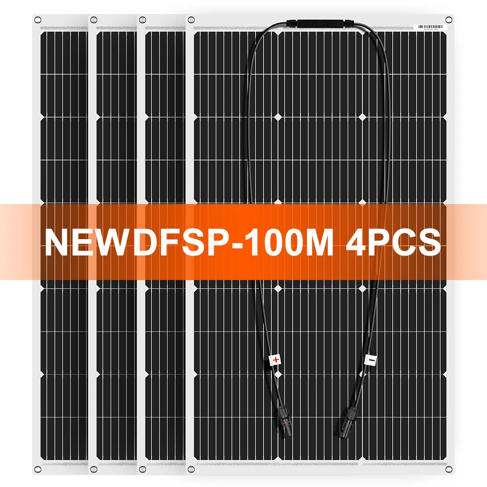 DOKIO 100W-400W 18V monocrystalline flexible solar panel, suitable for camping, RV installation can charge 12V batteries