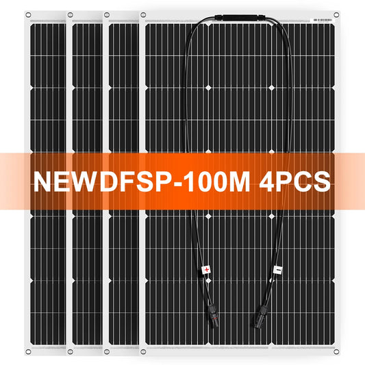 DOKIO 100W-400W 18V monocrystalline flexible solar panel, suitable for camping, RV installation can charge 12V batteries