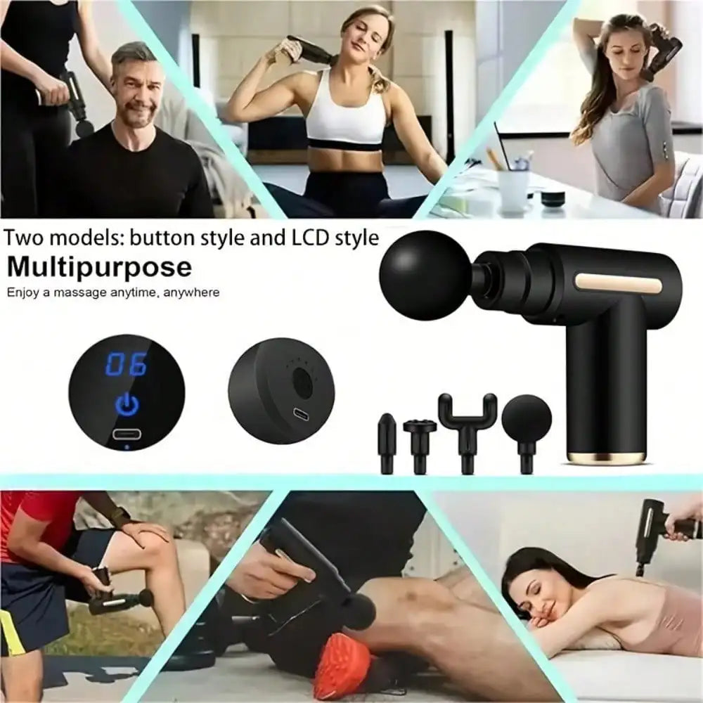 Electric Fascia Massage Gun Portable Massager With LED Touch Screen