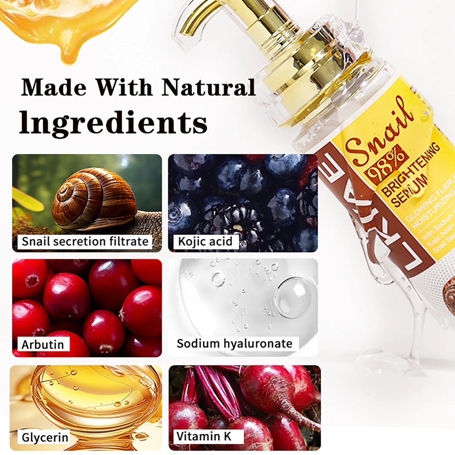 AILKE Natural Snail Brightening Serum For Face And Body