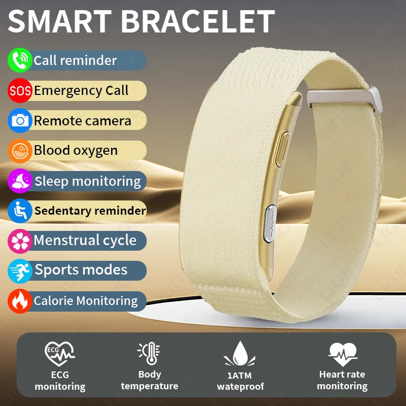 LIGE ECG PPG Smart Bracelet Health Watch With Body Temperature