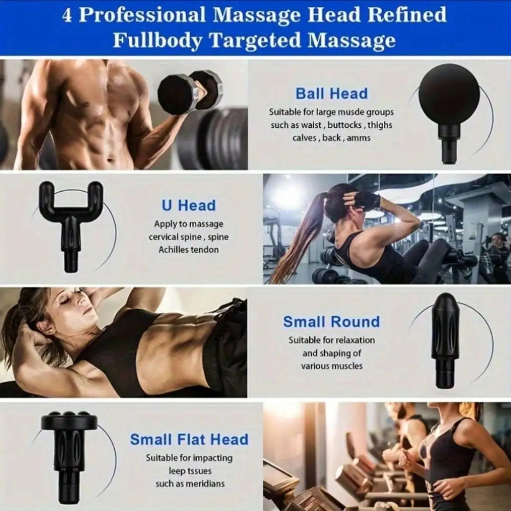 Electric Fascia Massage Gun Portable Massager With LED Touch Screen