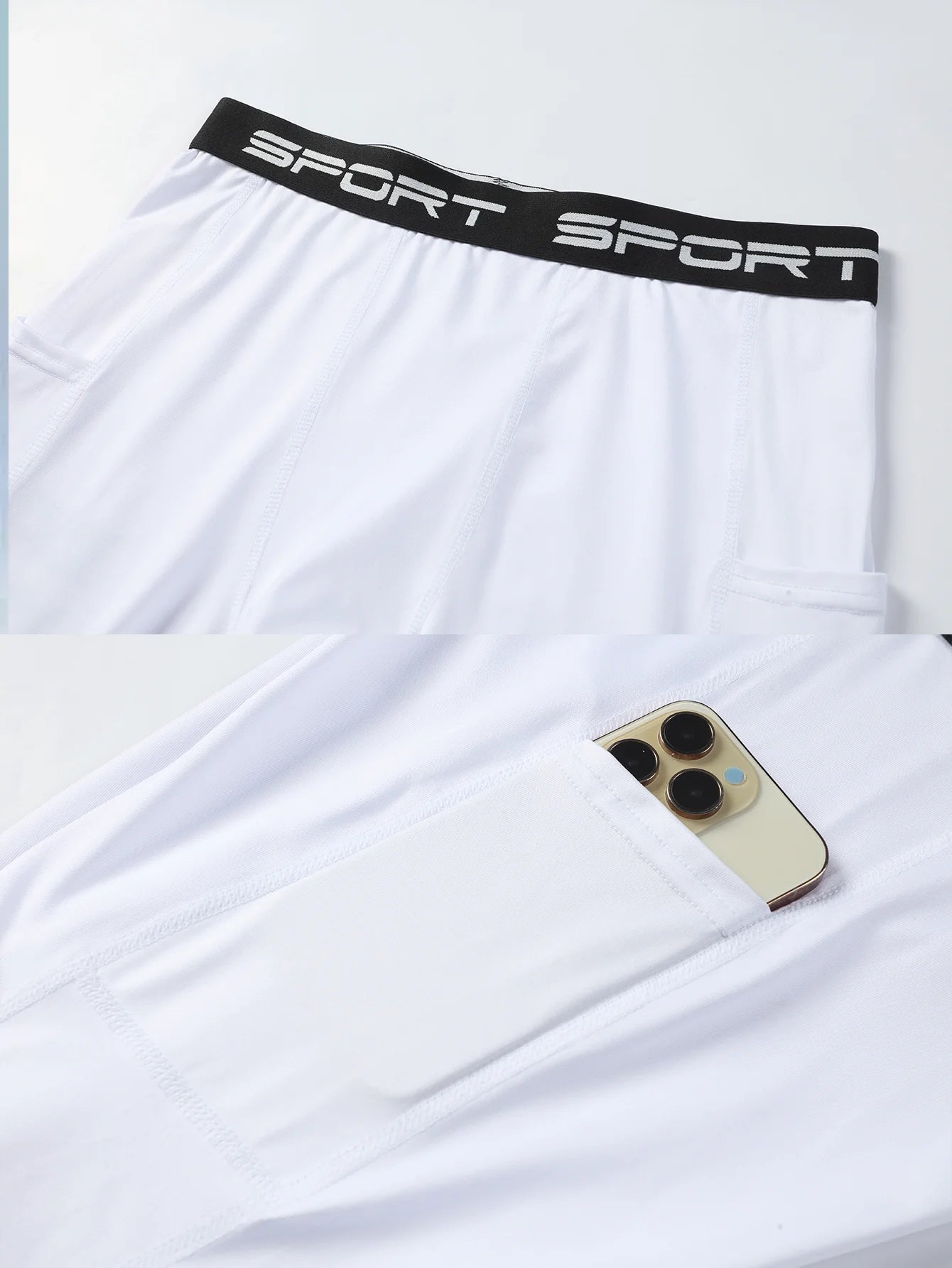 Men's Compression Shorts With Phone Pocket 3 Pack Quick Dry