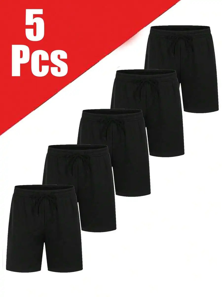 Men's Quick Dry Sports Shorts Set With Pockets Knit Fabric 5 Pack