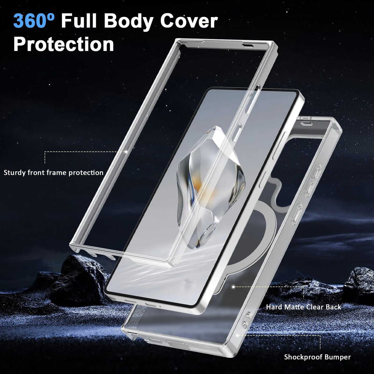 For Samsung Galaxy S25 Ultra/S25 Plus Case with Magnetic Invisible Ring Stand, Compatible with Magnetic, Translucent Matte Case