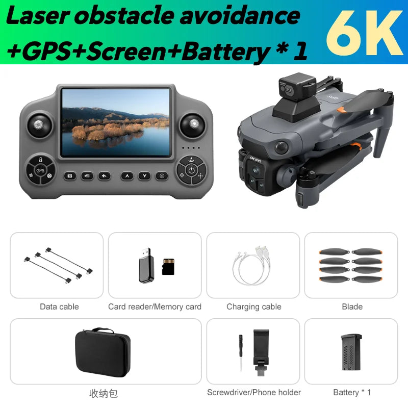 V918 Max Drone Laser Obstacle Avoidance 8K GPS Professional Camera FPV 3000M RC Quadcopter with LCD Screen Remote Control Gifts