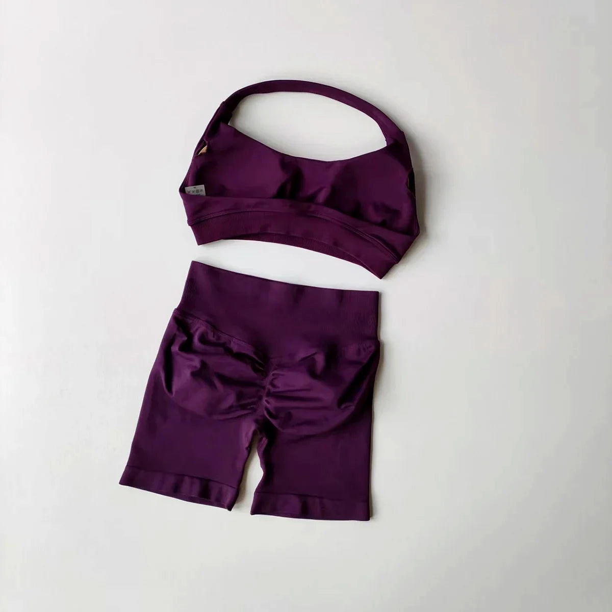 Women's Seamless Yoga Set Two Piece Halter Sports Bra Shorts