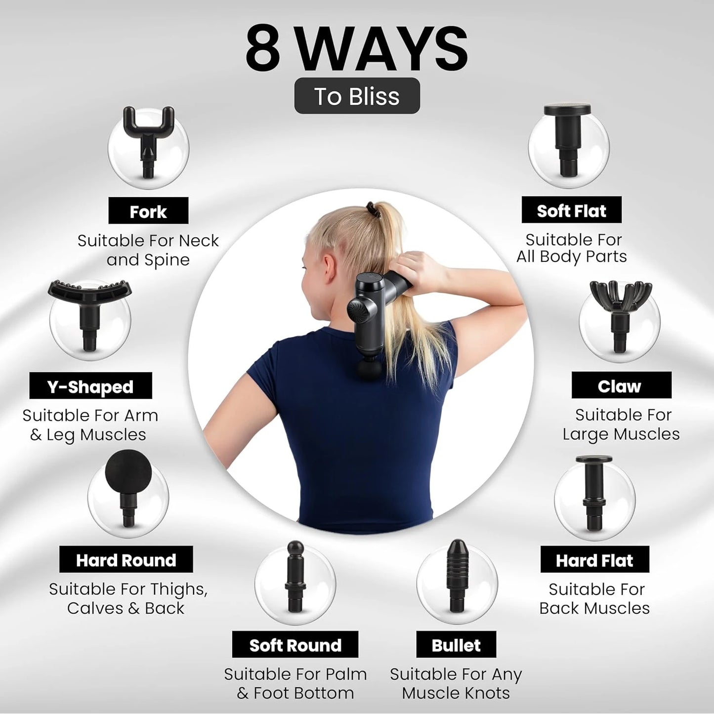 Deep Tissue Massage Gun With 99 Speeds And 8 Attachments