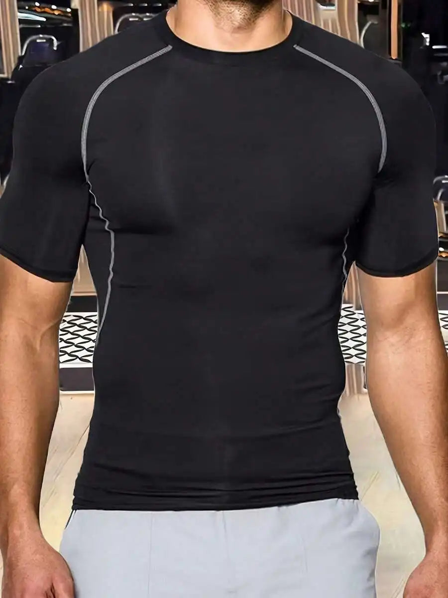 Men's Short Sleeve Compression Sports Shirt Moisture-Wicking