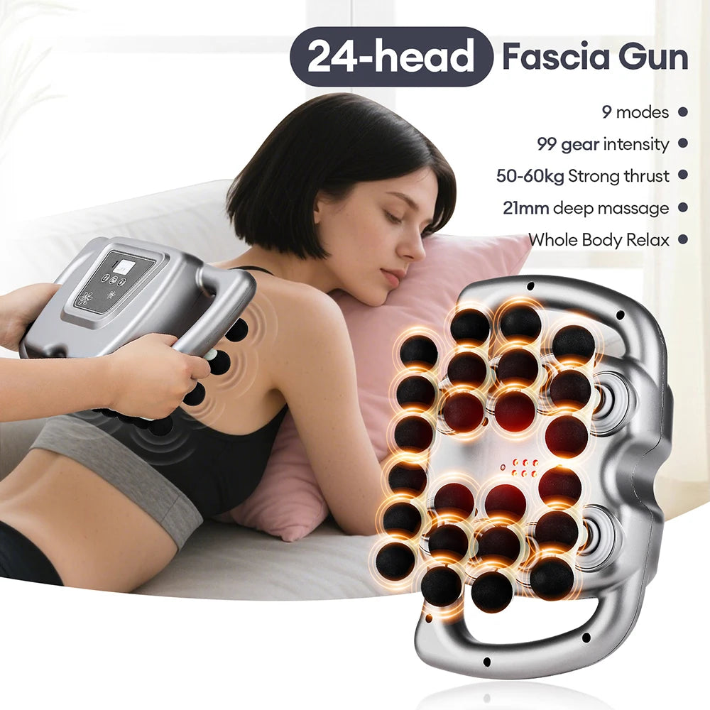 Foreverlily 24Head Fascia Gun With 9 Modes High Frequency Massager