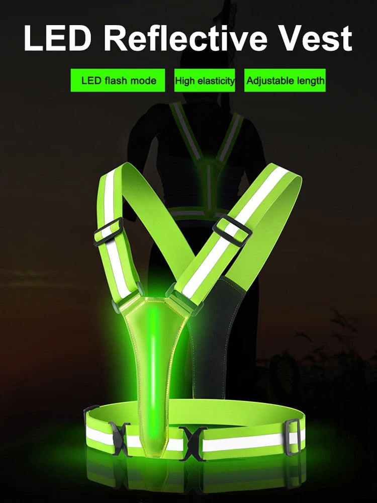 LED USB Rechargeable Reflective Running Vest For Night Safety