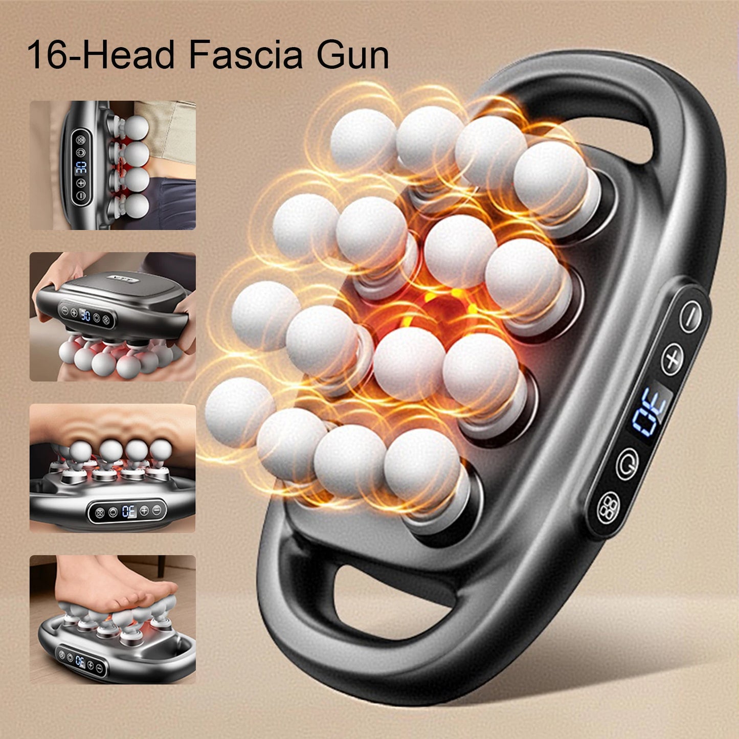 Foreverlily 16 Head Fascia Gun High Frequency Body Massager Shoulder