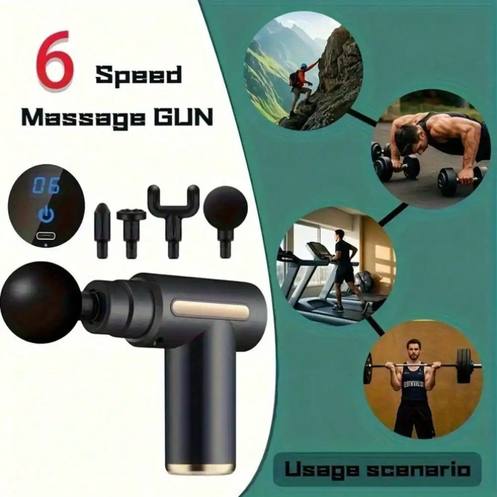 Electric Fascia Massage Gun Portable Massager With LED Touch Screen