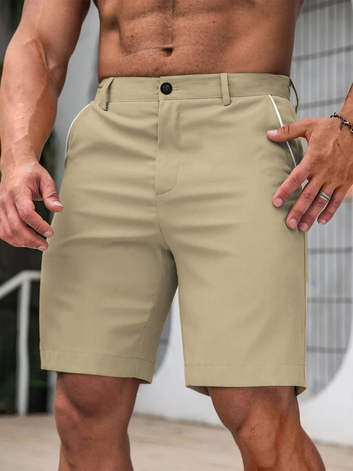Men's Stretch Golf Shorts Polyester For Summer Comfort
