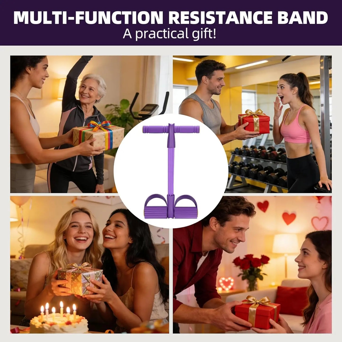 4 Tube Resistance Band Set Multi Function Fitness Kit Gym