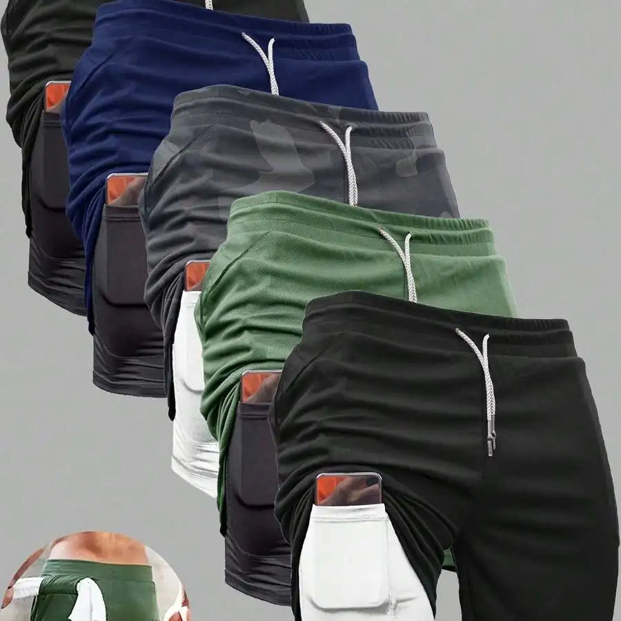 Men's 2-In-1 Double Layer Gym Shorts With Inner Pocket