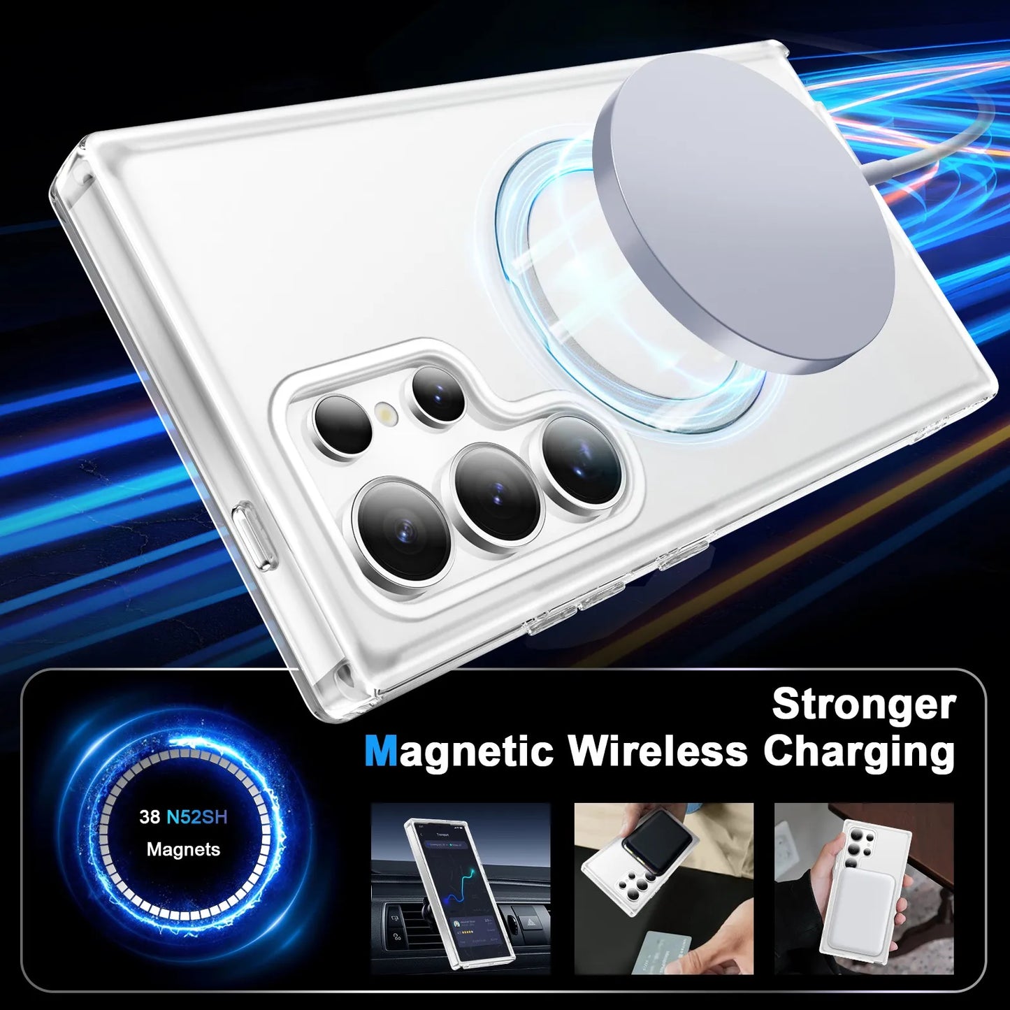 For Samsung Galaxy S25 Ultra/S25 Plus Case with Magnetic Invisible Ring Stand, Compatible with Magnetic, Translucent Matte Case