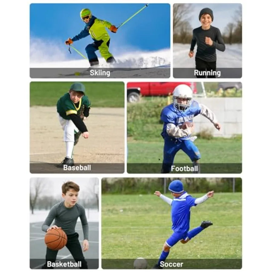 Youth Boys Compression Thermal Base Layer Shirt With Fleece Liner