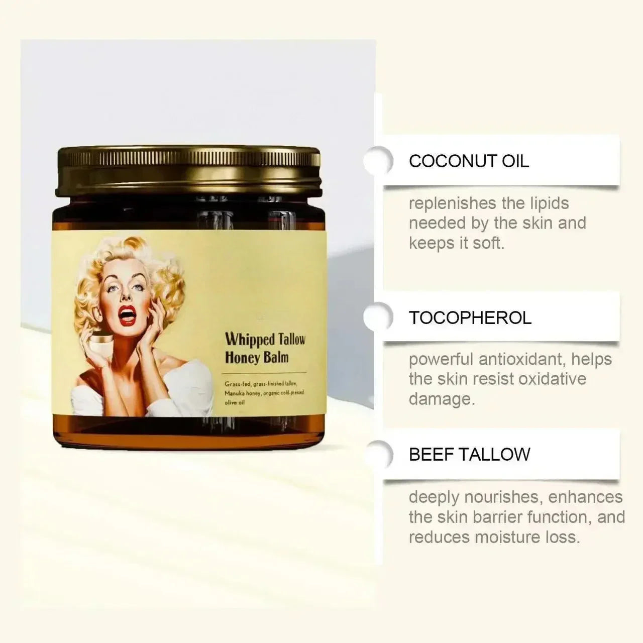 SADOER Beef Tallow And Honey Balm Moisturizing Face Cream