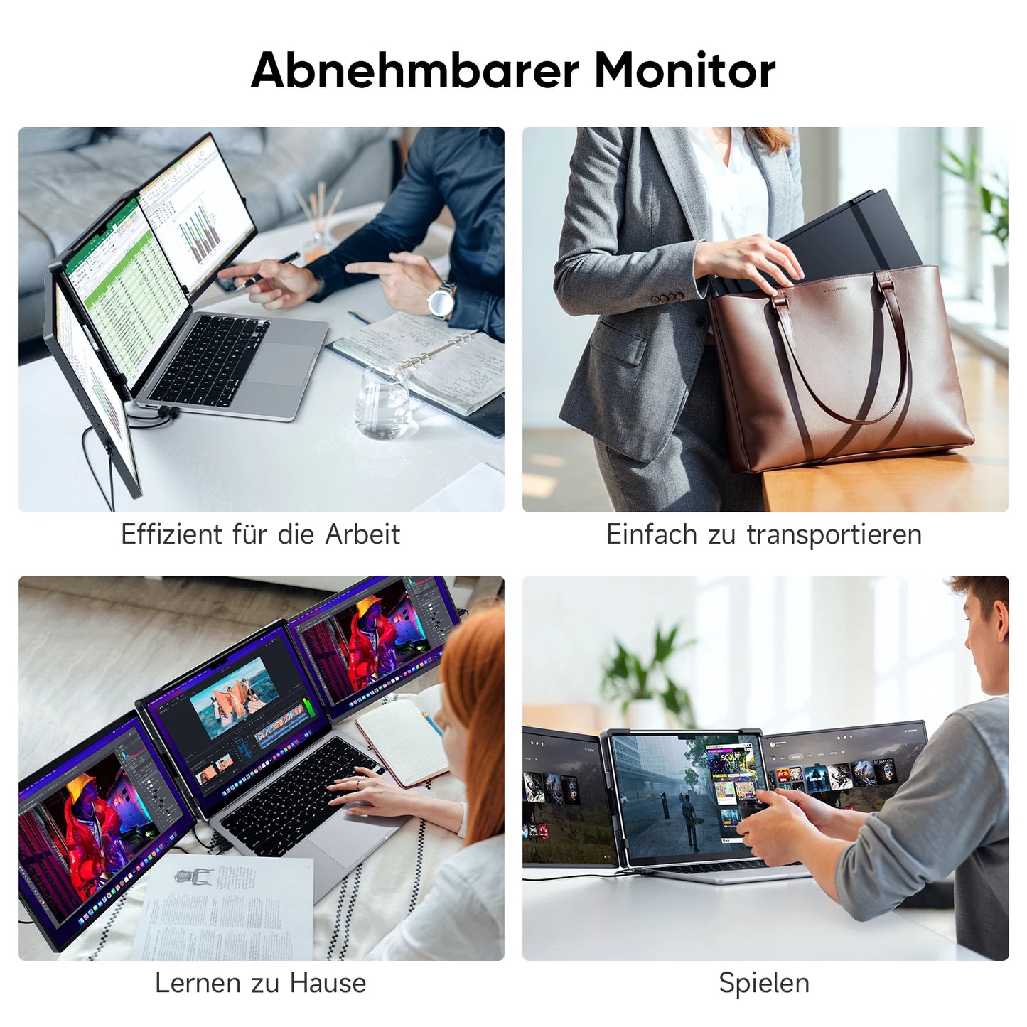 Dopesplay 14.1inch Laptops Screen Extender Triple Dual 1200P IPS Portable Monitor for Windows PC MacBook Chrome Laptop 13.3-17.3