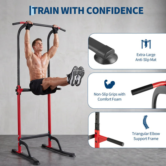HiMISS Power Tower Pull Up Dip Station With Adjustable Height