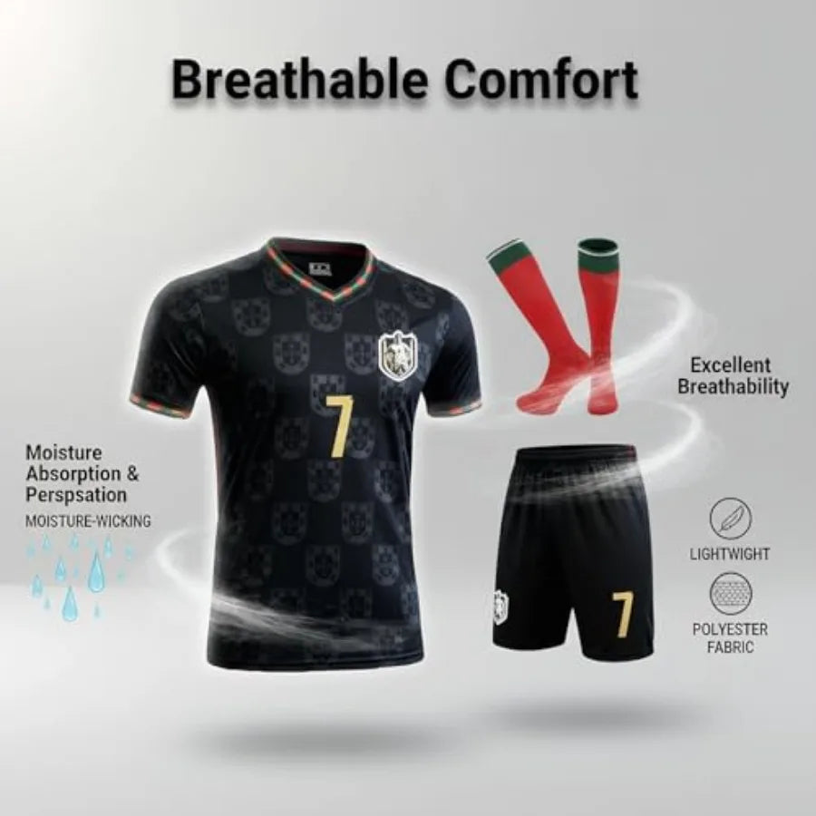 Youth Soccer Jersey Set Uniform Kit Shirt Shorts Socks Training