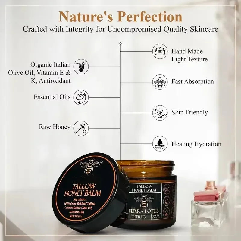 Beef Tallow Balm With Raw Honey Moisturizing Cream For Soft Skin